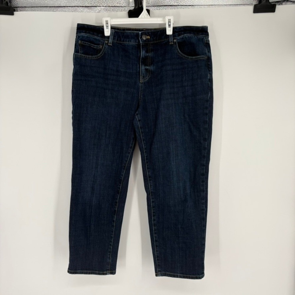 Talbots Sz 16P Everyday Relaxed Jean Dark Wash Stretchy Cotton Blend Cropped